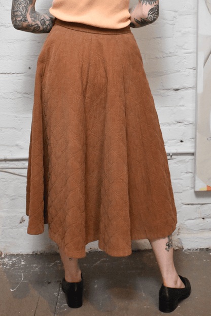 Vintage 1950s "Tailor Maid Sportswear by Kay- Dee" Caramel Quilted Skirt