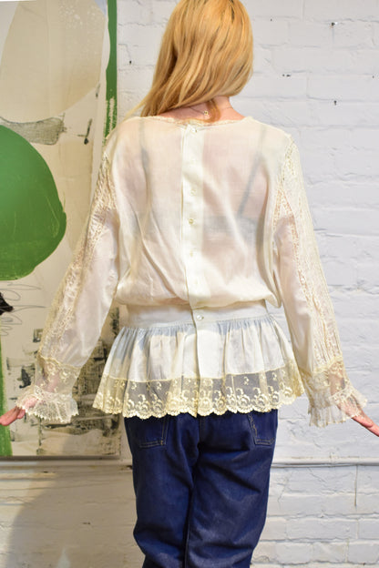 Antique Edwardian Ivory Cotton Blouse