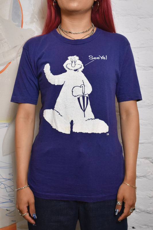 Vintage 1970s "Champion" Blue Bar Bigfoot Textured Print T-shirt