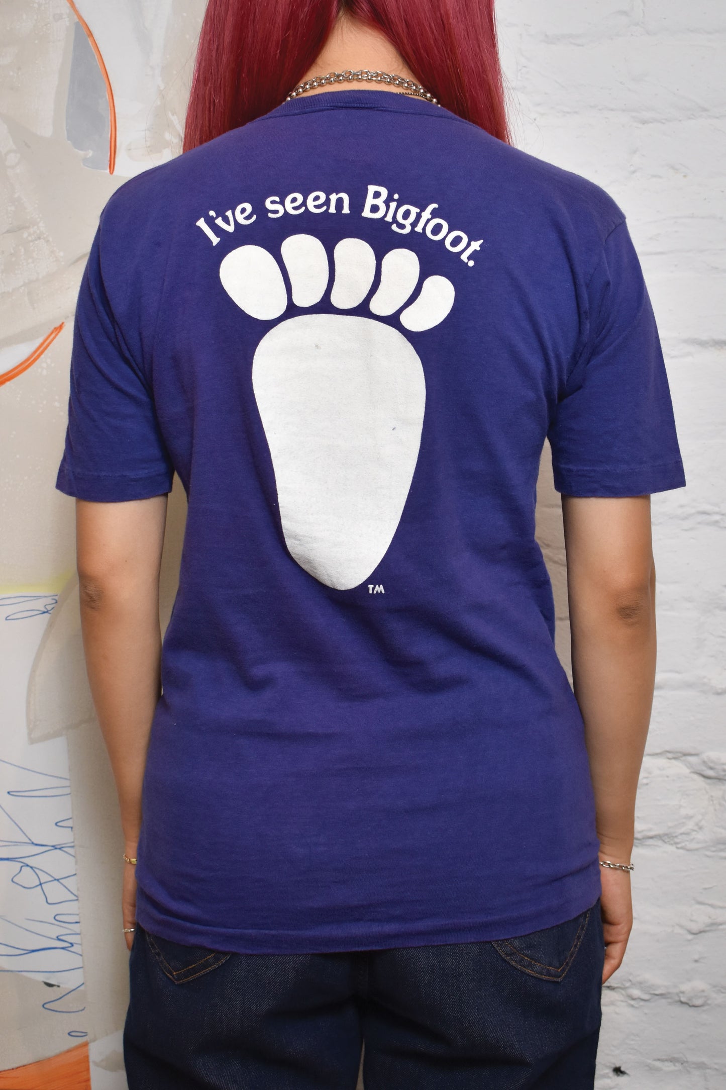 Vintage 1970s "Champion" Blue Bar Bigfoot Textured Print T-shirt