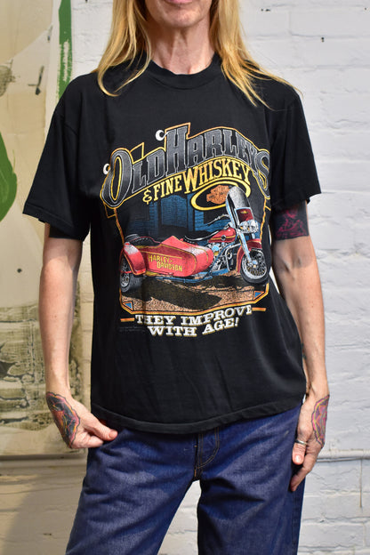 Vintage 1980s "Harley Davison Old Harleys and Fine Whiskey" T-shirt