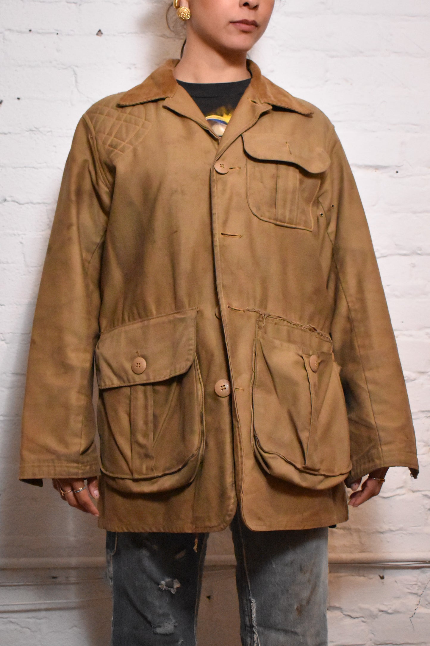 Vintage 1950s JC Higgins Brown Denim Hunting Jacket