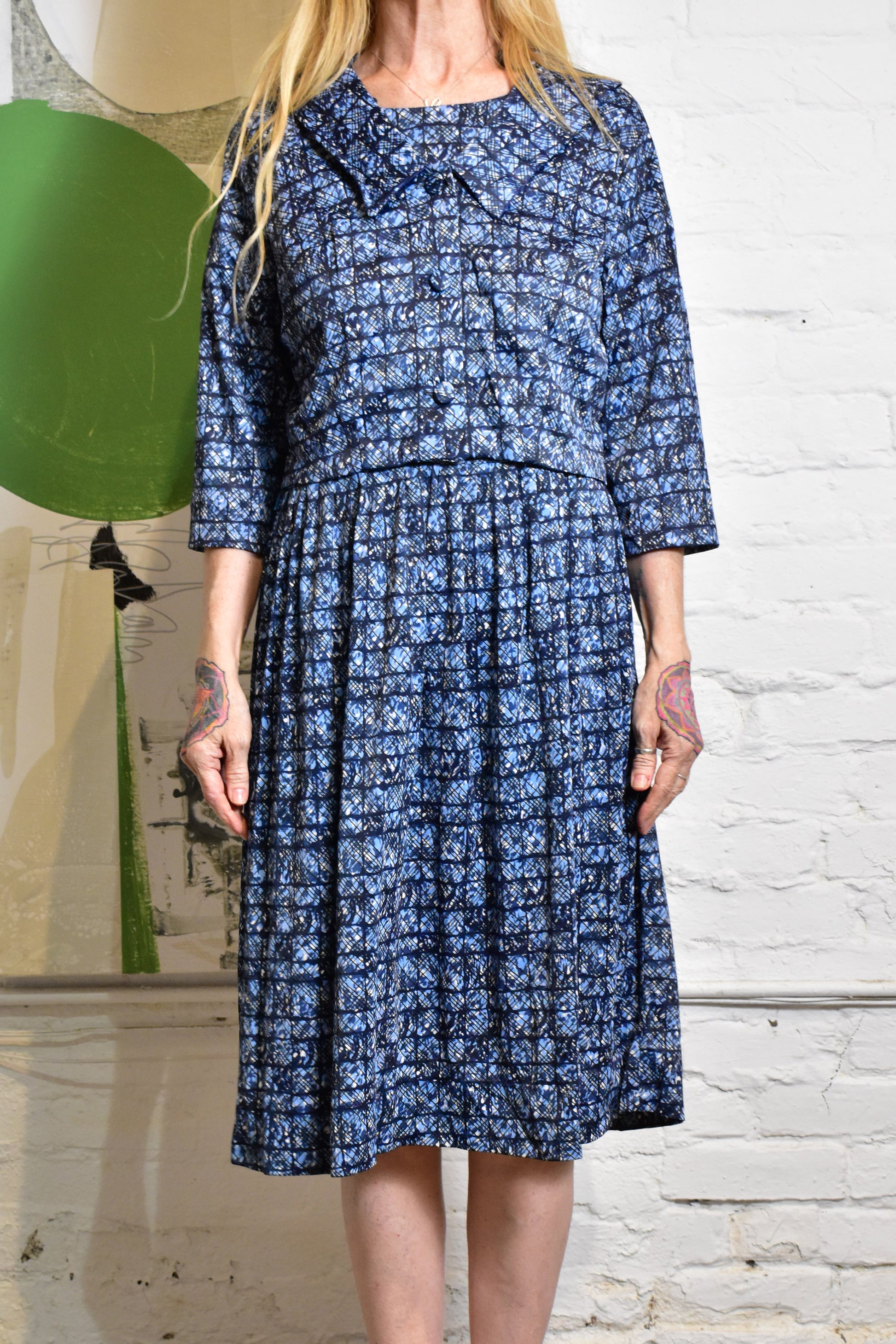 Vintage 1940s/50s Blue Two Piece Set Shirt Dress With Cropped Jacket – The Only Vintage Vintage 1940s/50s Blue Two Piece Set Shirt Dress With Cropped Jacket – The Only Vintage