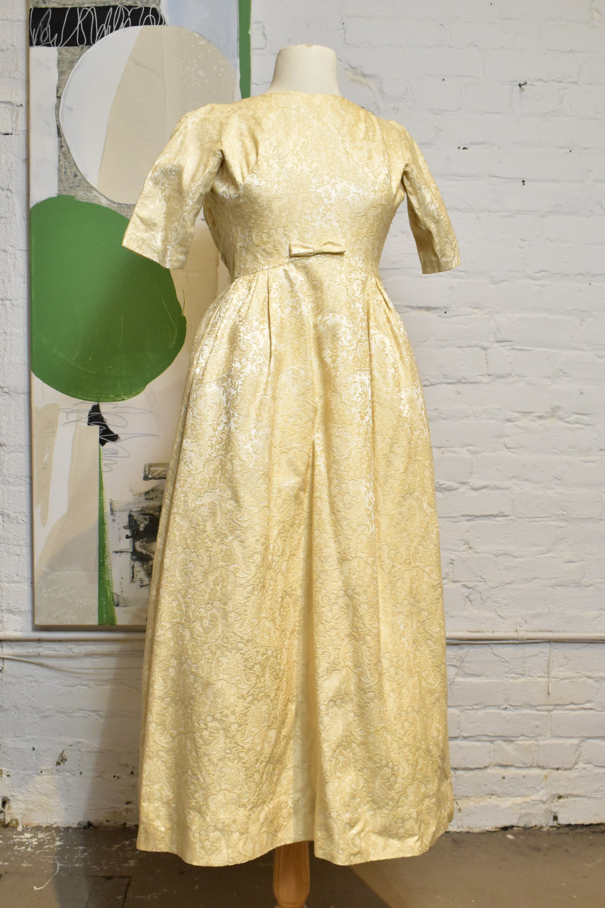 Vintage 1960's Light Golden/Off White Brocade Gown The Only Vintage Vintage 1960's Light Golden/Off White Brocade Gown The Only Vintage