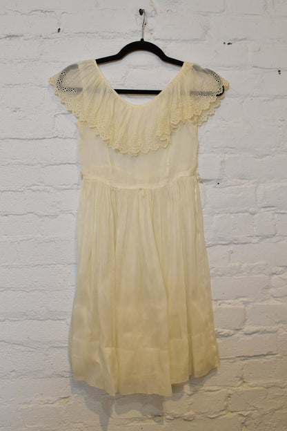Antique White Gauze Cotton Sheer Dress