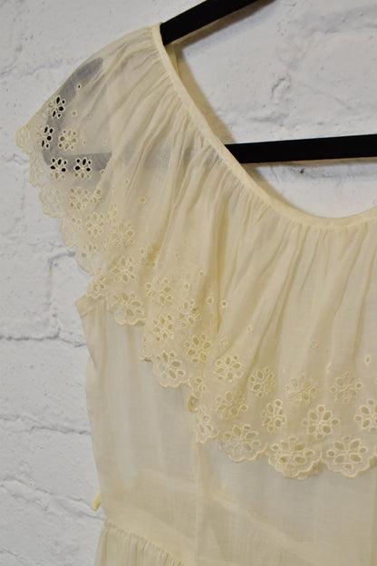Antique White Gauze Cotton Sheer Dress