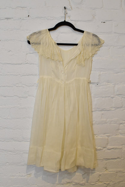 Antique White Gauze Cotton Sheer Dress