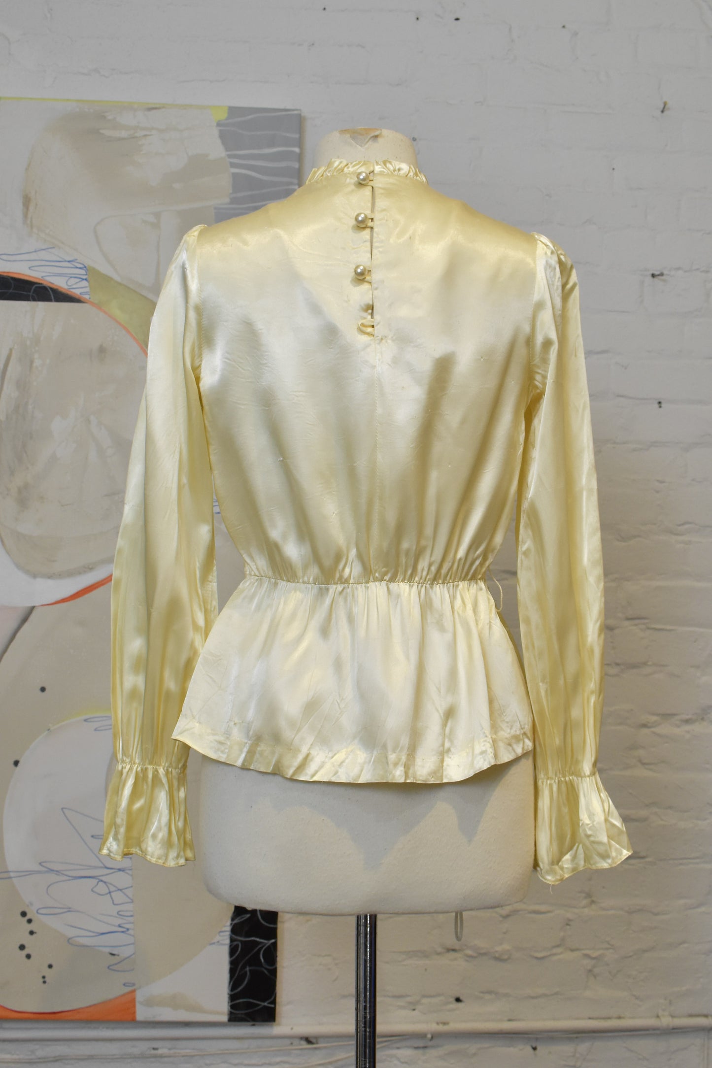 Vintage 1970's Ivory Satin "Rag O Muffin" Blouse