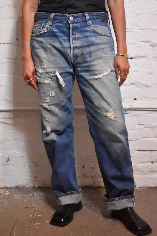 Vintage 1980s Levi's 501 Jeans Perfect Patina and Thrashed