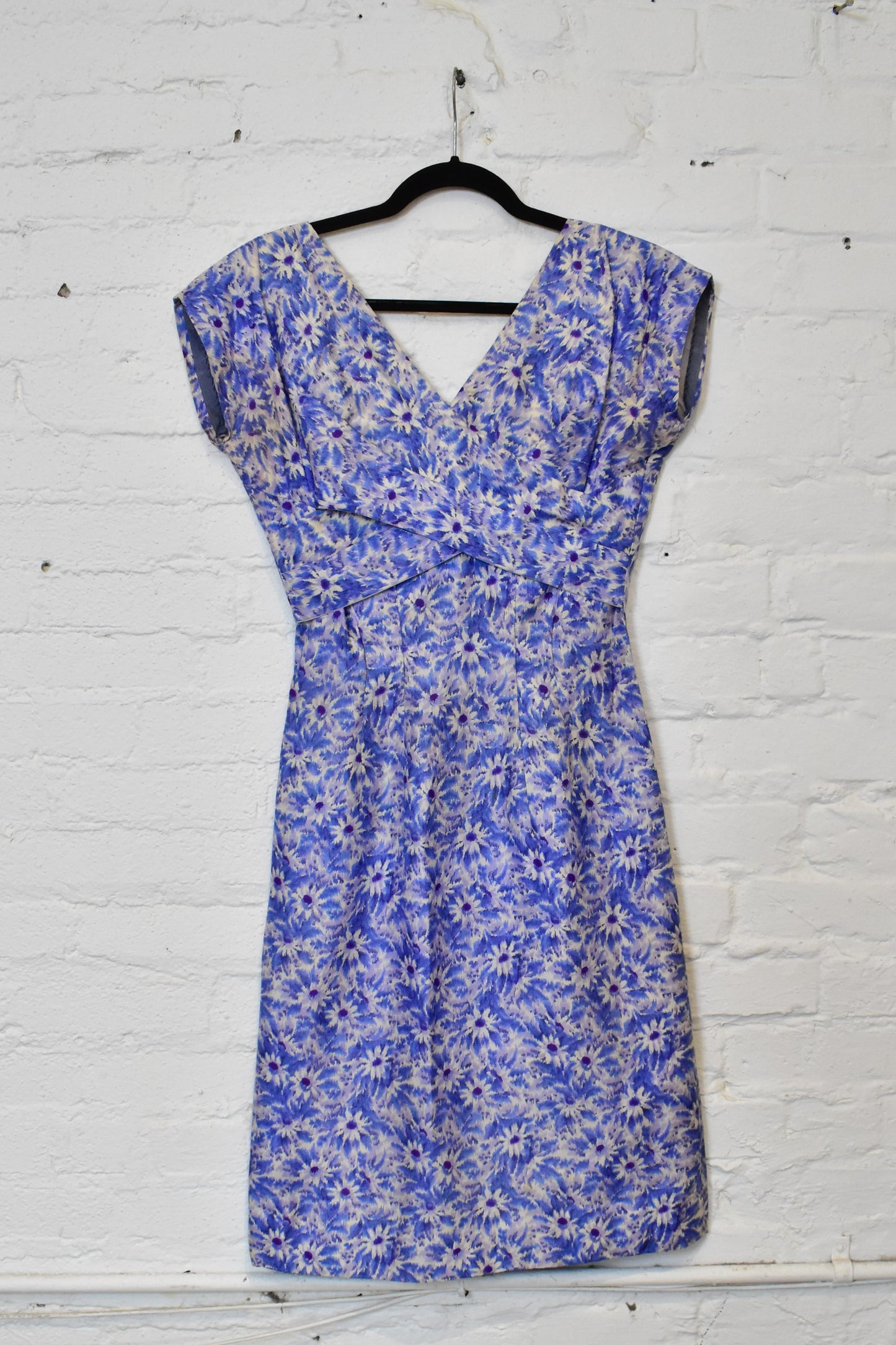Vintage 1960s "Eleanor Green" Silk Periwinkle Purple Floral Dress