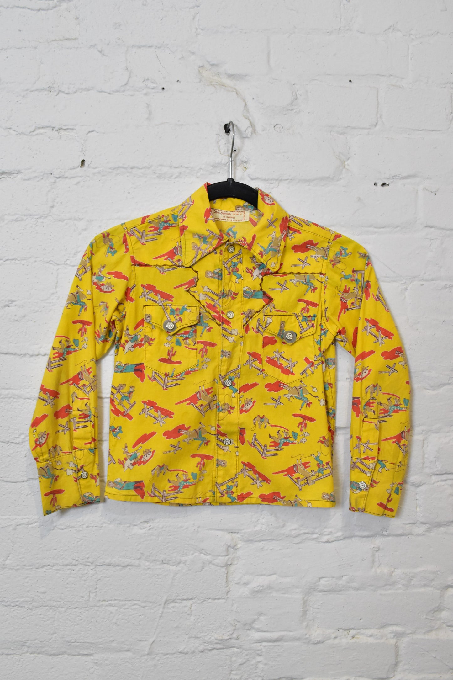 Vintage Kids Cowboy Western Cotton Button Up Shirt