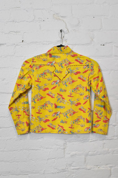 Vintage Kids Cowboy Western Cotton Button Up Shirt