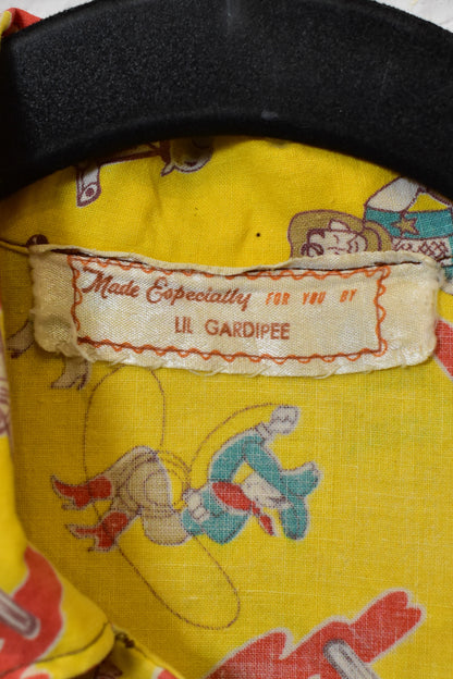 Vintage Kids Cowboy Western Cotton Button Up Shirt
