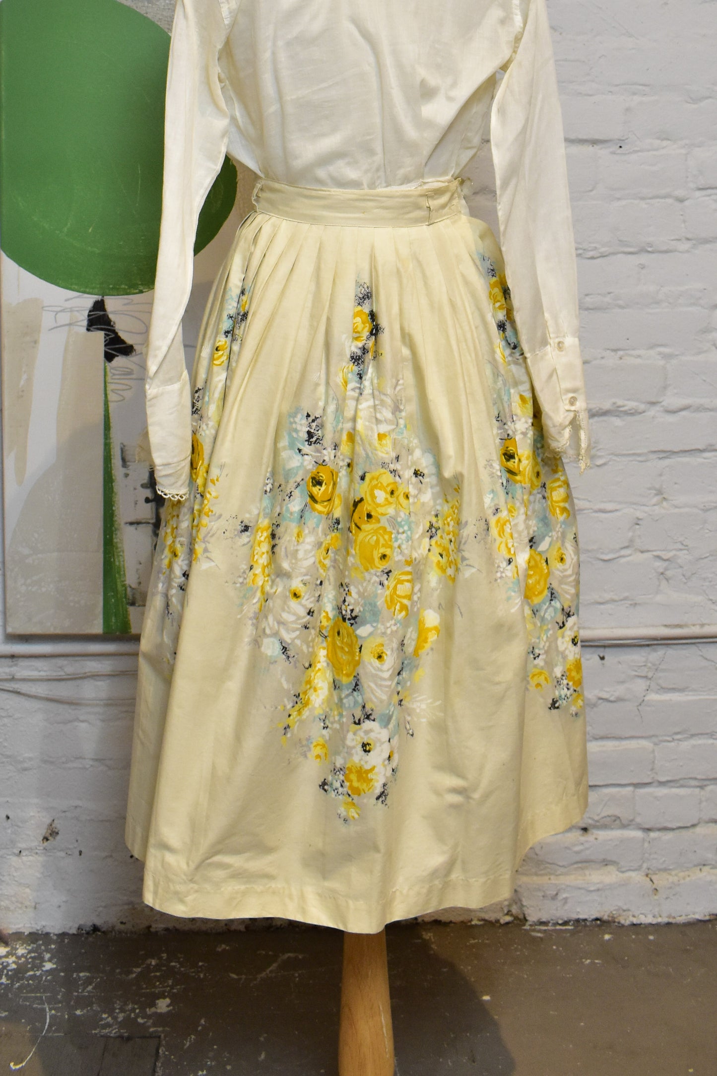 Vintage 1950's Pleated Cotton Floral Skirt