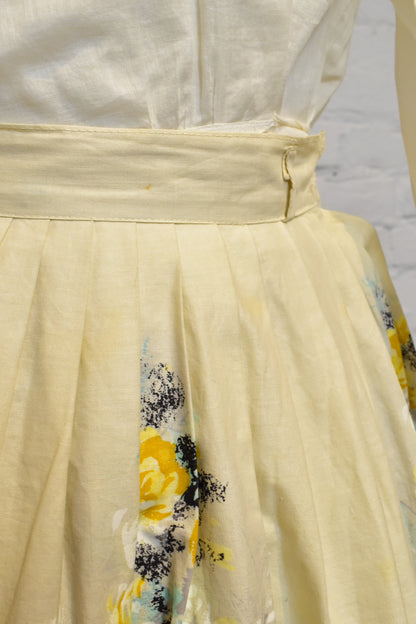 Vintage 1950's Pleated Cotton Floral Skirt