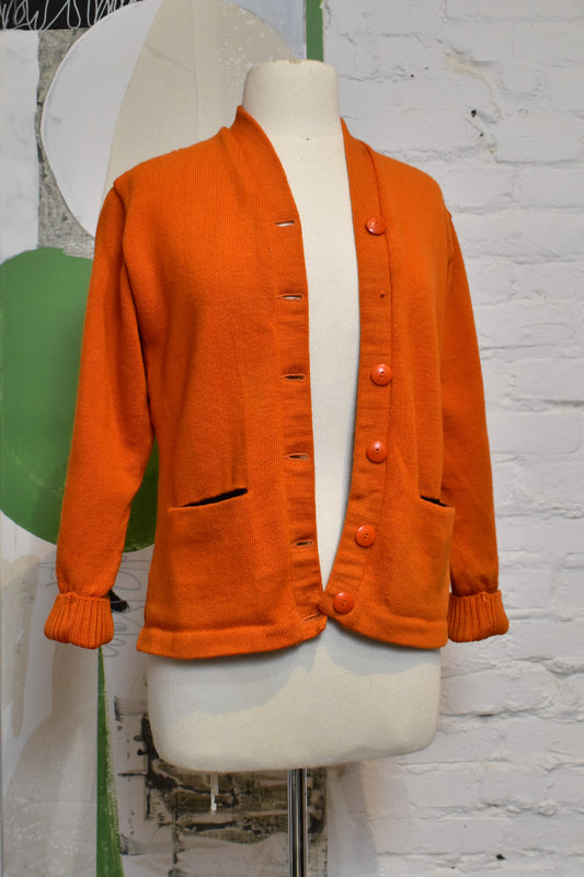 Vintage 1950s "E- Jay" Orange Letterman Cardigan