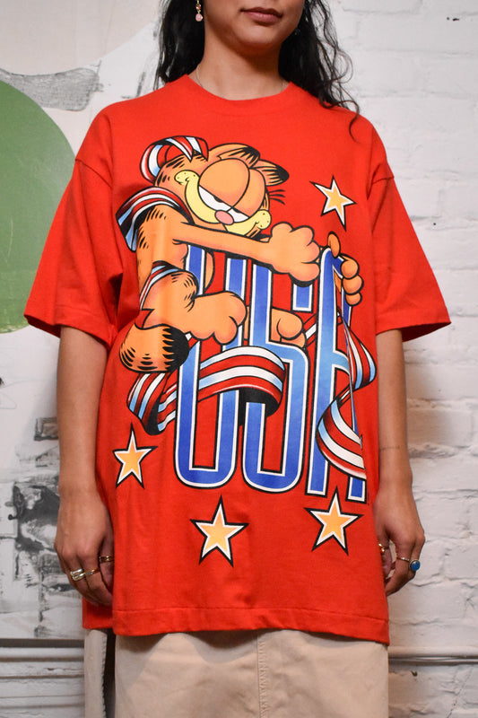 Vintage "Garfield USA" T-shirt Jerry Leigh Dead Stock Tags On