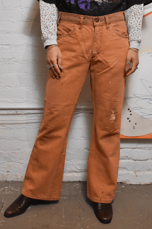 Vintage 1970s "Levi's" Big E Silver Tab Burnt Orange Jeans