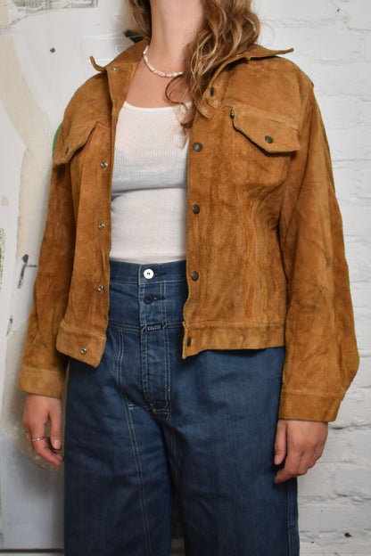 Vintage 1960s "Levi's" Big E Suede Cowhide Leather Trucker Jacket