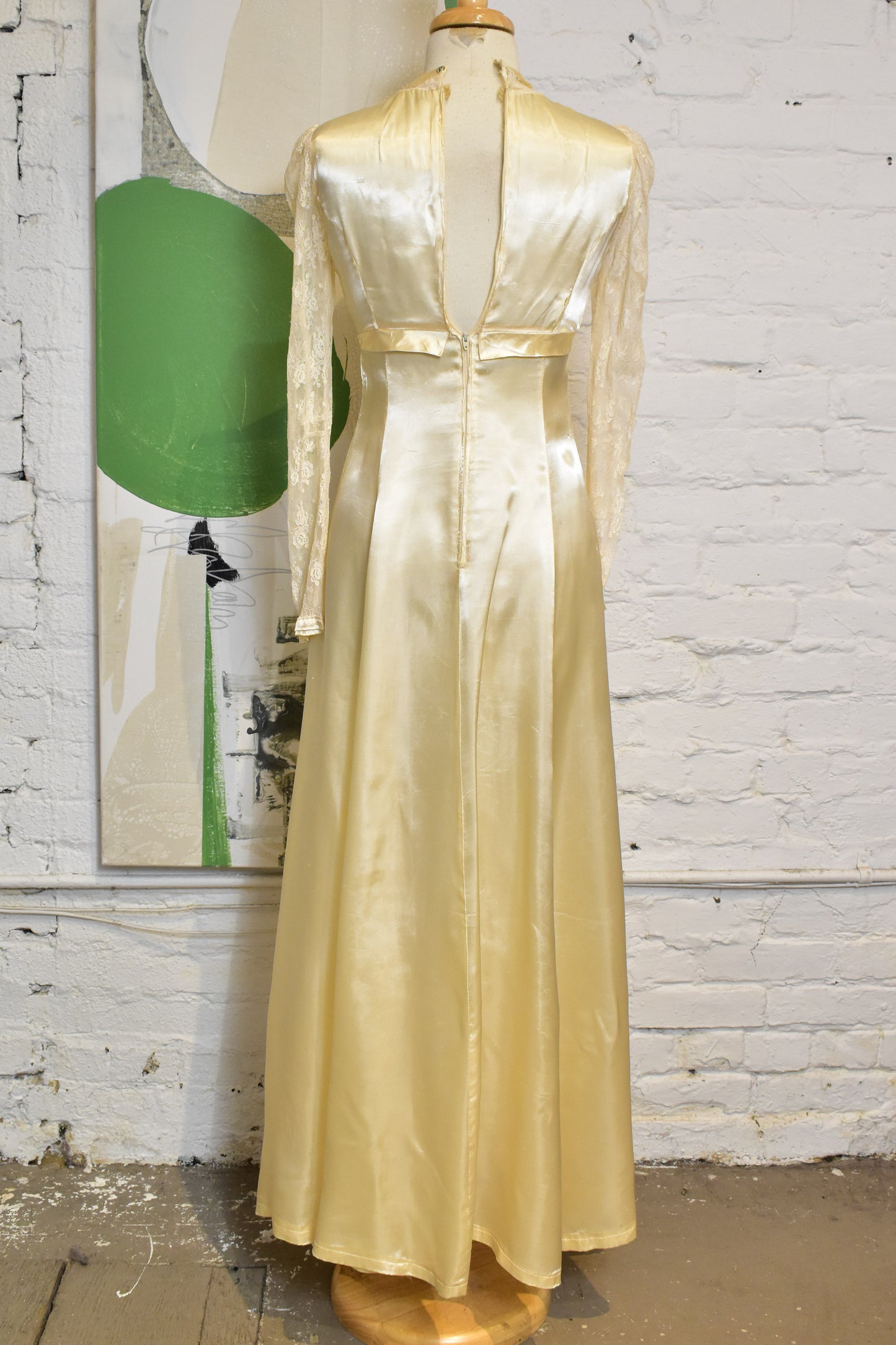 Vintage 1970s Beige Satin Gown