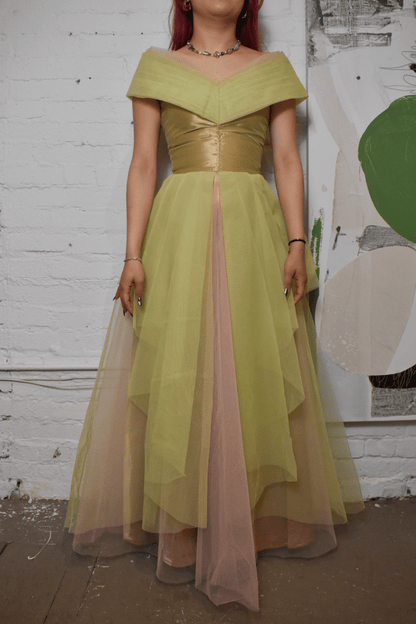 Vintage 1950s Green & Pink Tulle Dress