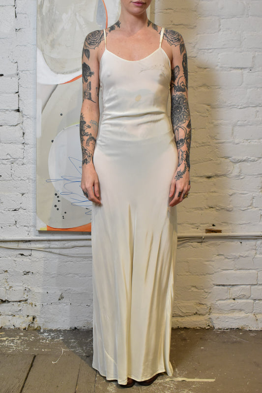 Vintage 1940s "Marshall Fields Company" Ivory Rayon Slip Dress