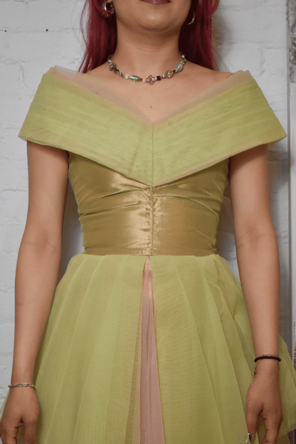 Vintage 1950s Green & Pink Tulle Dress