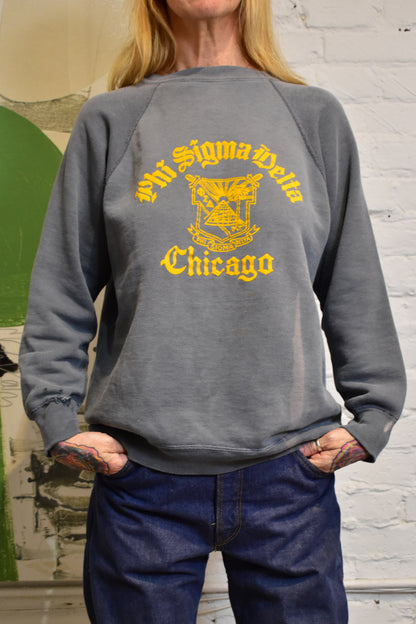 Vintage 1950s Phi Sigma Delta Chicago Sorority Raglan Sweatshirt