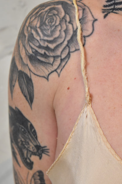 Vintage 30s 40s Peach Silk Bias Cut Slip Dress