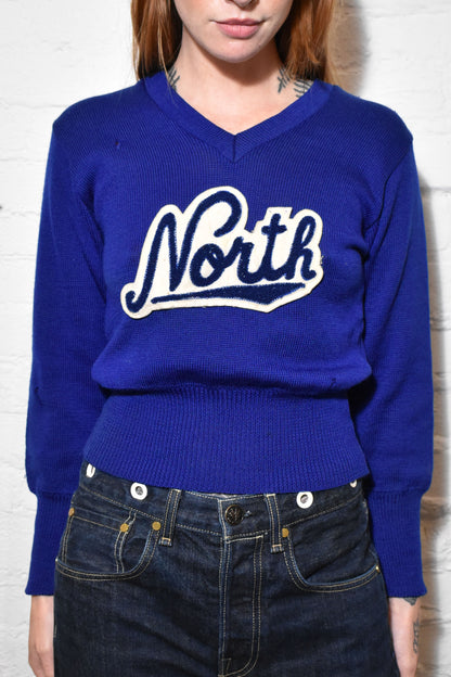 Vintage 1950s "Idaho Sporting Good" Royal Blue Sweater