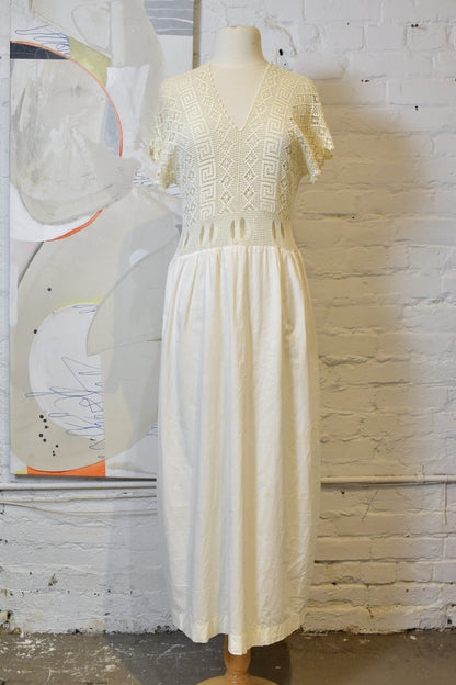 Antique White Cotton Crochet Dress