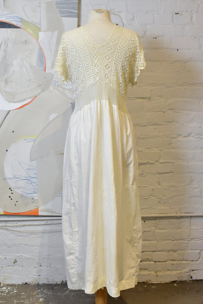Antique White Cotton Crochet Dress