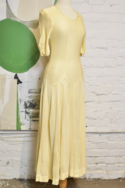 Vintage 1940s Butter Yellow Gown