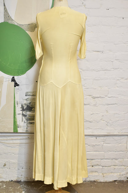 Vintage 1940s Butter Yellow Gown