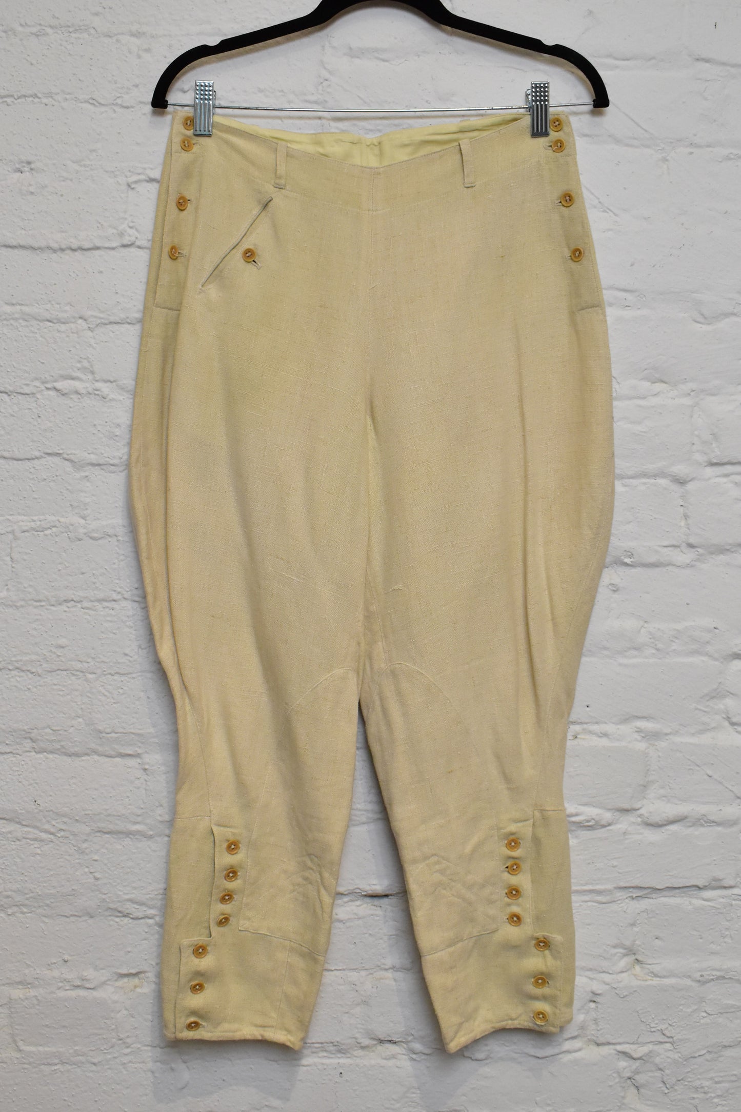 Vintage Beige Linen Jodhpur Riding Pants