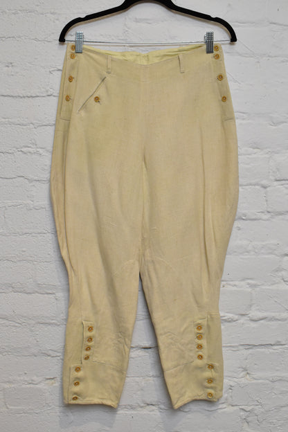 Vintage Beige Linen Jodhpur Riding Pants