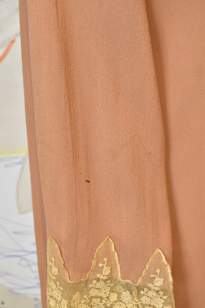 Vintage 1920s Taupe Crepe and Lace Topper Jacket