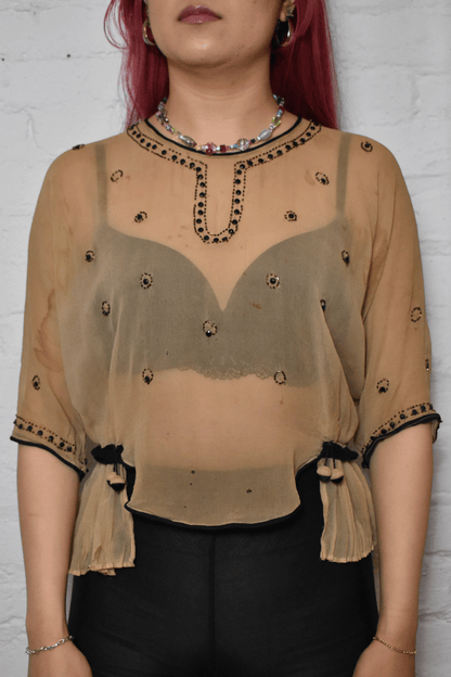 Vintage 1920s/1930s Beaded Sheer Blouse