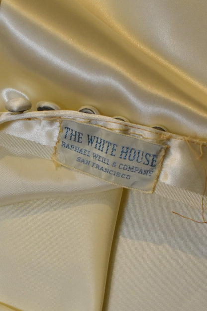 Vintage Cream Satin and Sequin Lace Wedding Gown