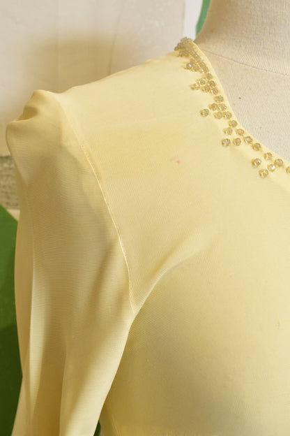 Vintage 1940s Butter Yellow Gown