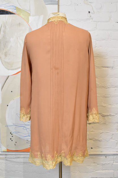 Vintage 1920s Taupe Crepe and Lace Topper Jacket