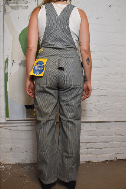 Vintage VERY RARE 1960s "Carhartt" Dead Stock Striped Workwear Sanforized Overalls