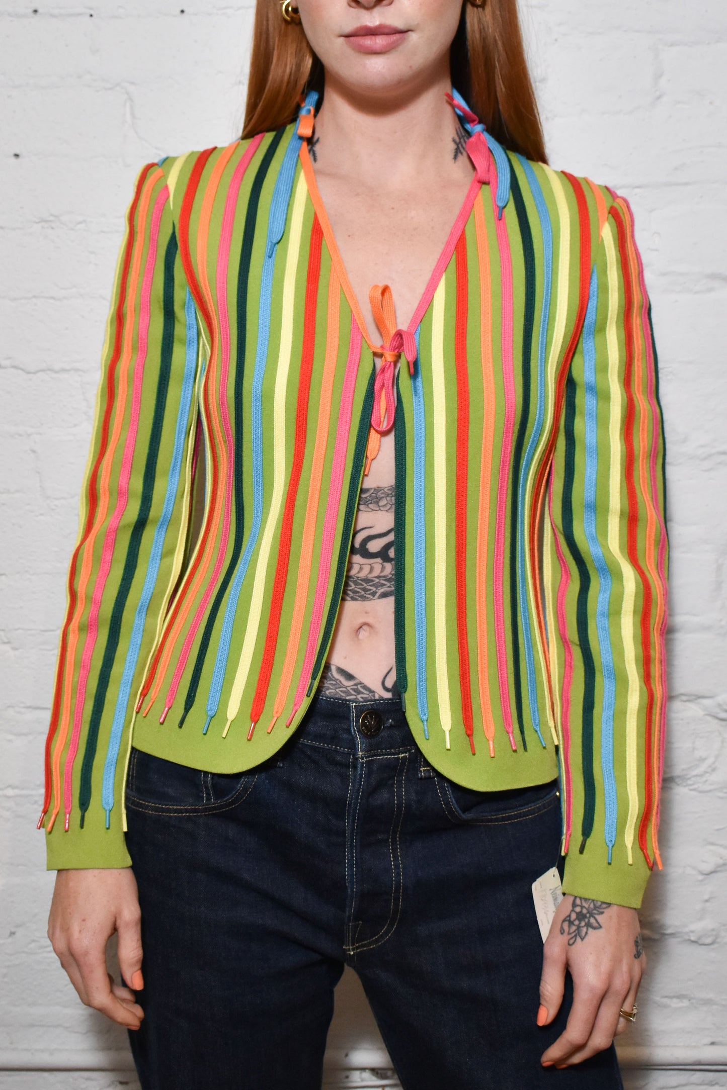 Vintage 1990s "Moschino Cheap and Chic" Rainbow Shoe Laces Blazer