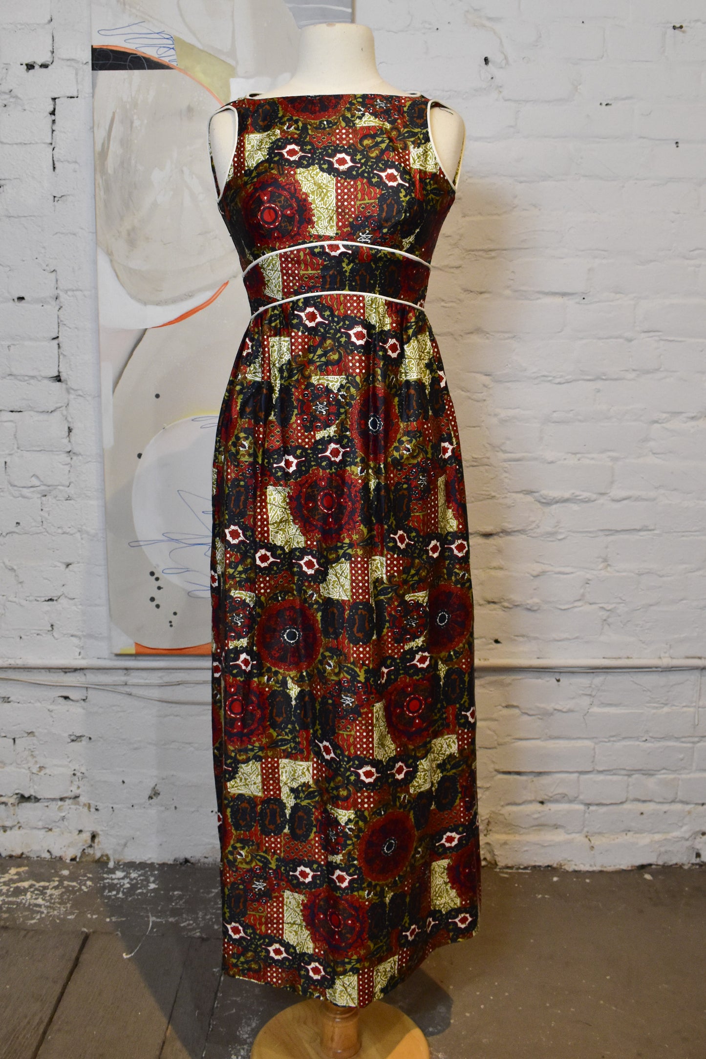 Vintage 1960's "Patty Woodward" Abstract Cotton Maxi Dress