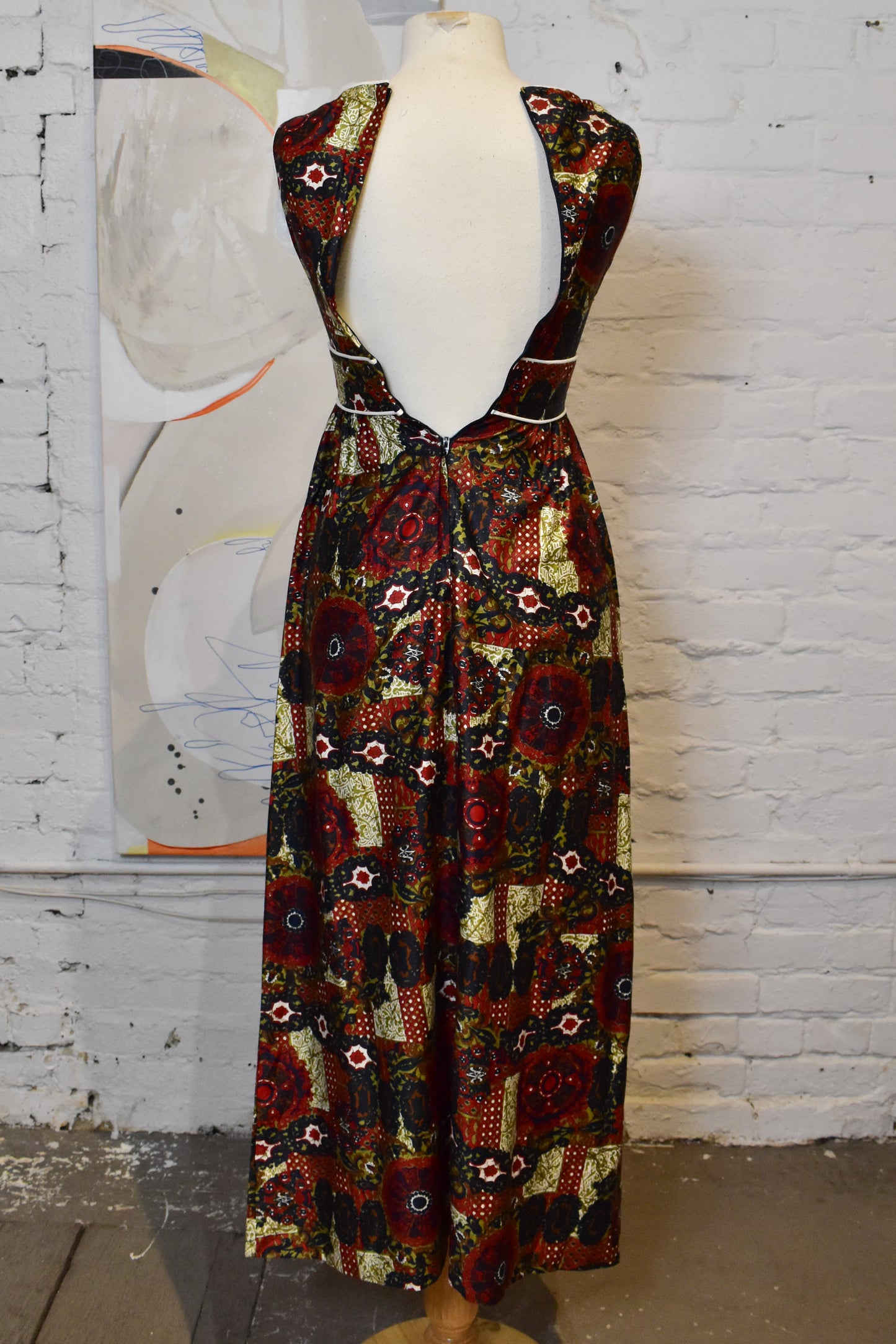 Vintage 1960's "Patty Woodward" Abstract Cotton Maxi Dress