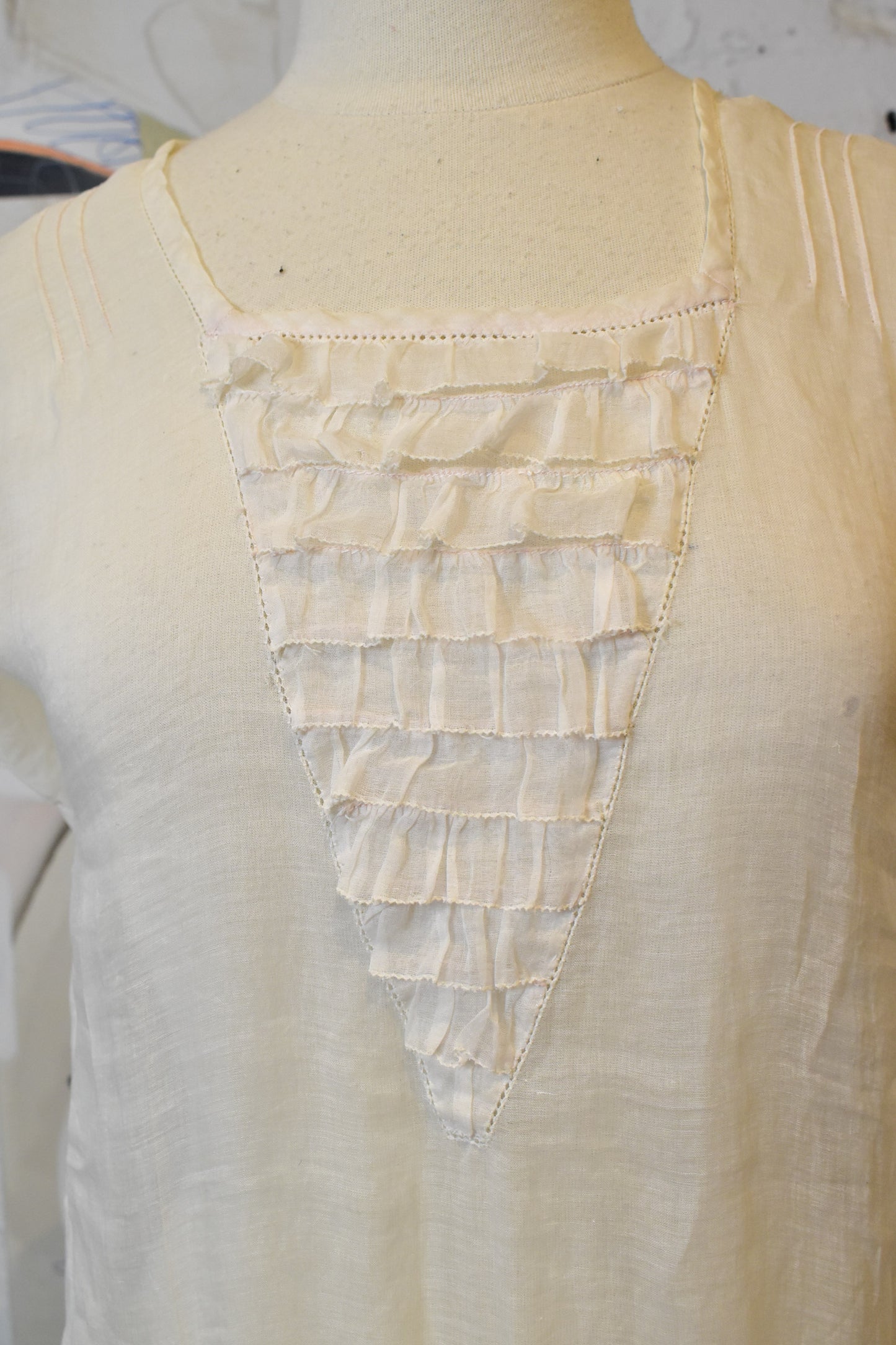 Antique 1910s 1920s Sheer White Cotton Gauze Dress