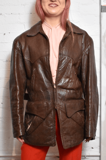 Vintage 1940s "Kit Karson" Brown Pony Leather Jacket