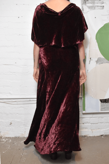 Vintage 1930s Silk Velvet Wine Gown