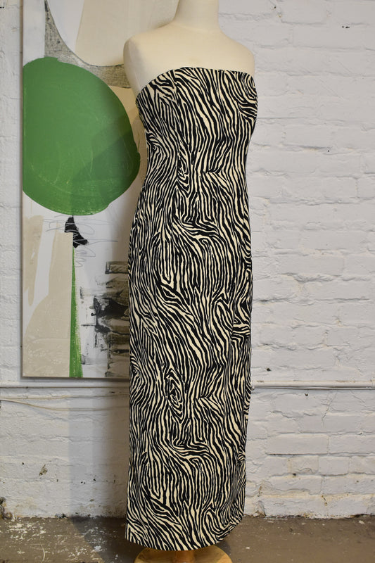 Vintage Y2k "Jessica McClintok For Gunne Sax" Zebra Strapless Dress