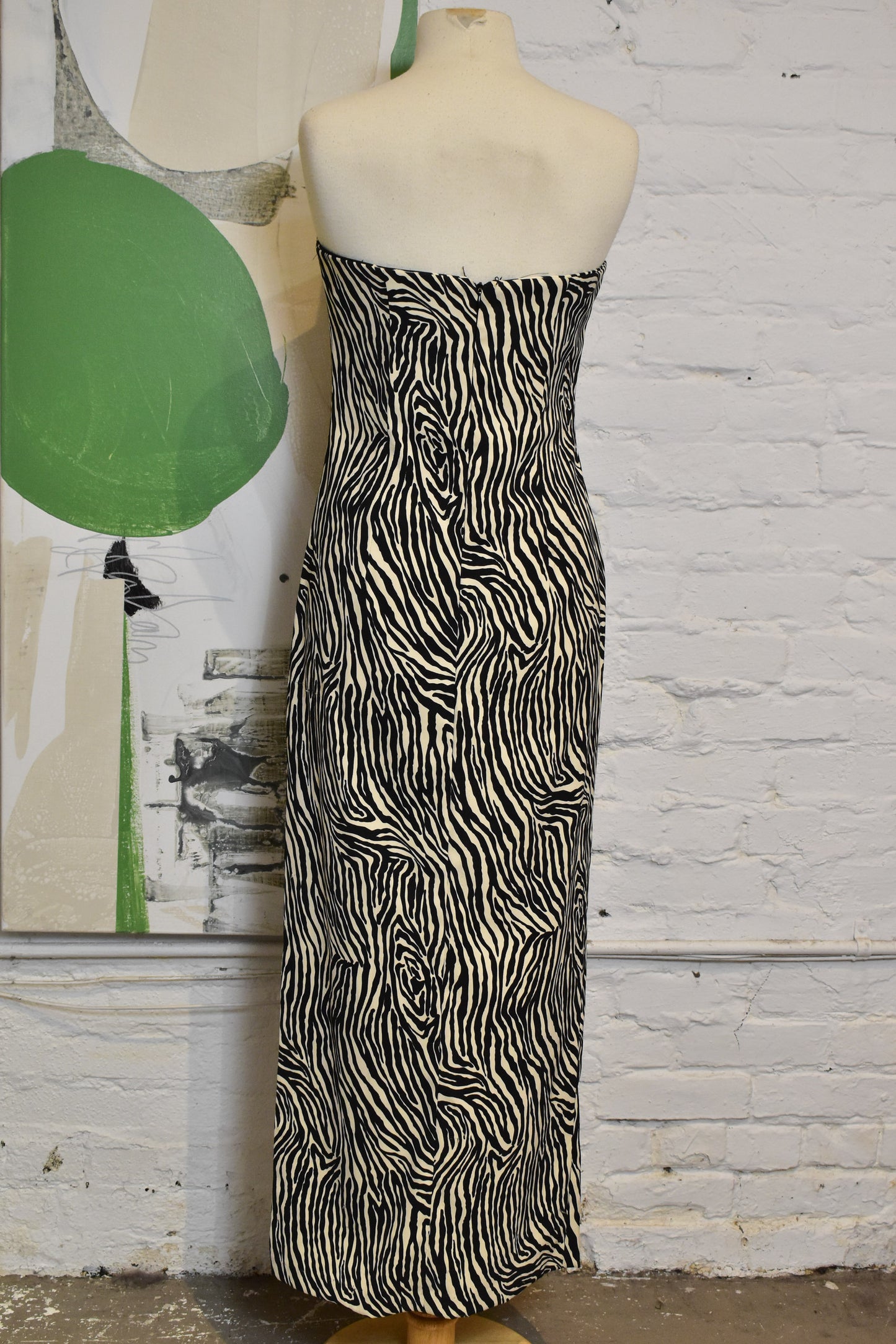 Vintage Y2k "Jessica McClintok For Gunne Sax" Zebra Strapless Dress